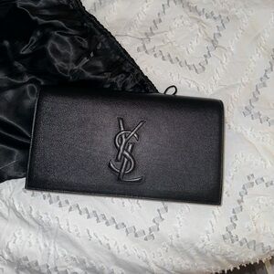 YSL Monogram Belle de Jour Black Leather Clutch